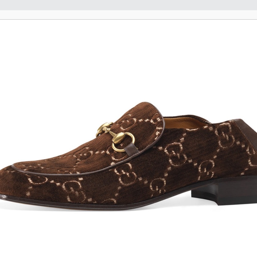 🎉HP🎉Gucci Men’s Brown Velvet Embossed Loafers - Picture 5 of 8